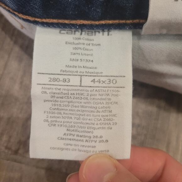 Carhartt Jeans FR Cat 2 Mens 44x30 Flame Resistant Denim Medium Wash Workwear - Picture 11 of 13